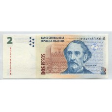 ARGENTINA COL. 761R BILLETE DE 2 PESOS MUY BUENO, REPOSICION